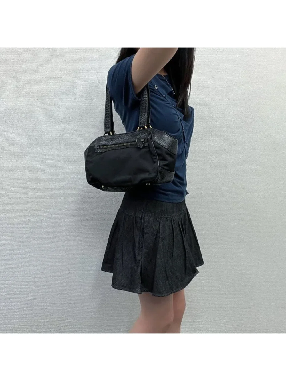 Prada | Bags | Prada Tessuto Mini Boston Handbag Nylon Leather